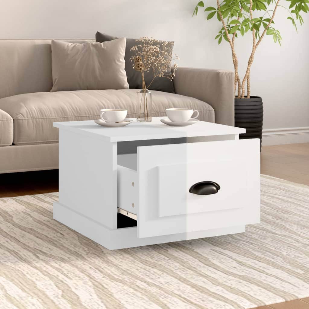 Sleek Simplicity: White Engineered Wood Coffee Table for Modern Living