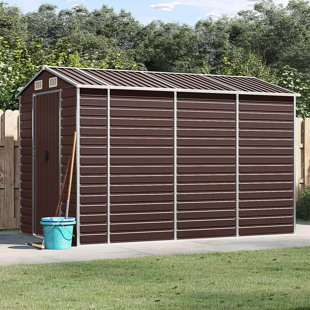 Sleek Tranquility Haven: Light Grey Galvanised Steel Garden Shed
