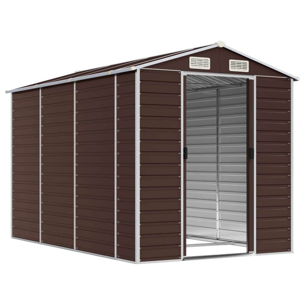 Sleek Tranquility Haven: Light Grey Galvanised Steel Garden Shed