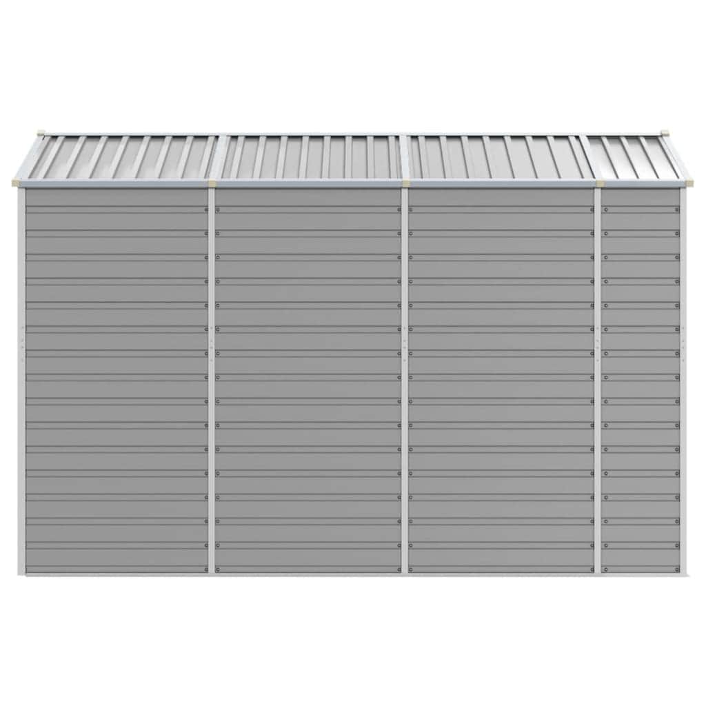 Sleek Tranquility Haven: Light Grey Galvanised Steel Garden Shed