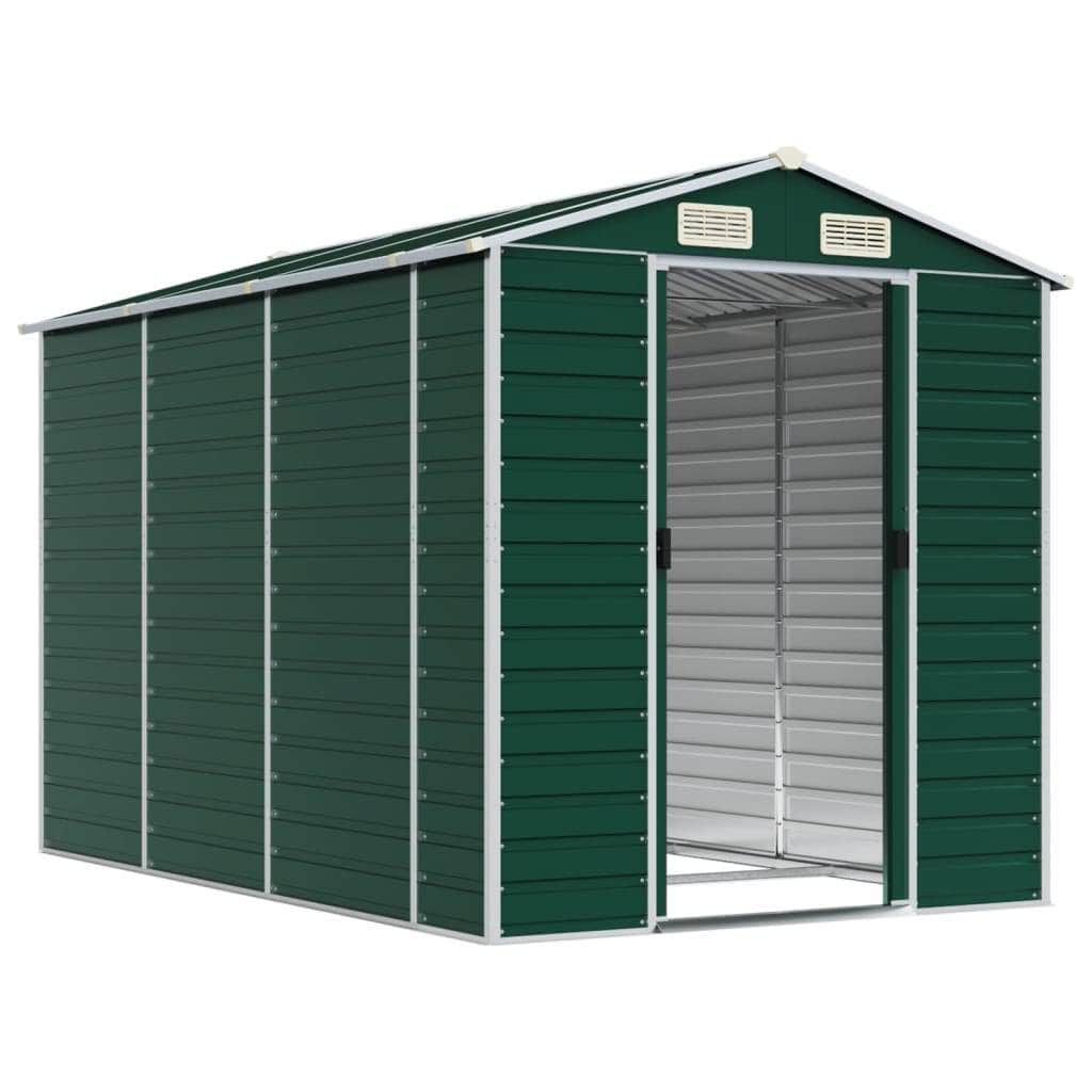 Sleek Tranquility Haven: Light Grey Galvanised Steel Garden Shed