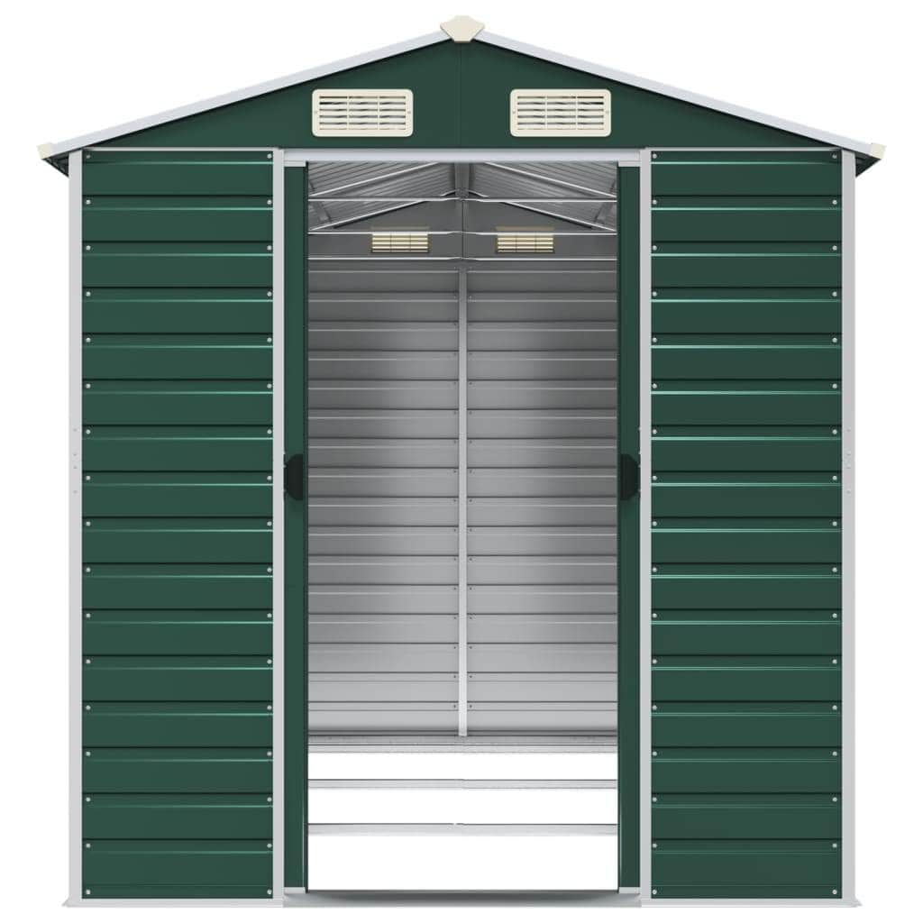 Sleek Tranquility Haven: Light Grey Galvanised Steel Garden Shed