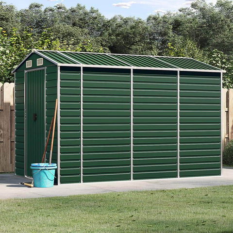 Sleek Tranquility Haven: Light Grey Galvanised Steel Garden Shed