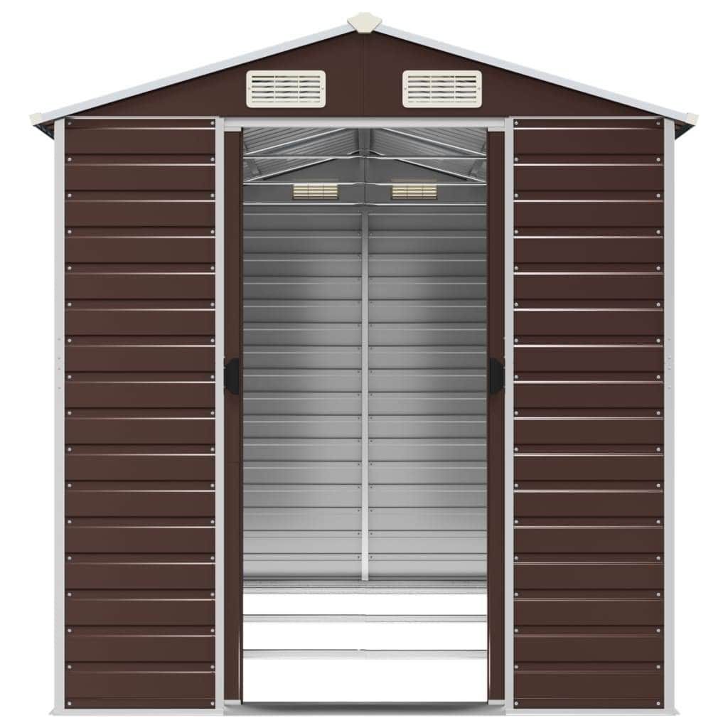 Sleek Tranquility Haven: Light Grey Galvanised Steel Garden Shed