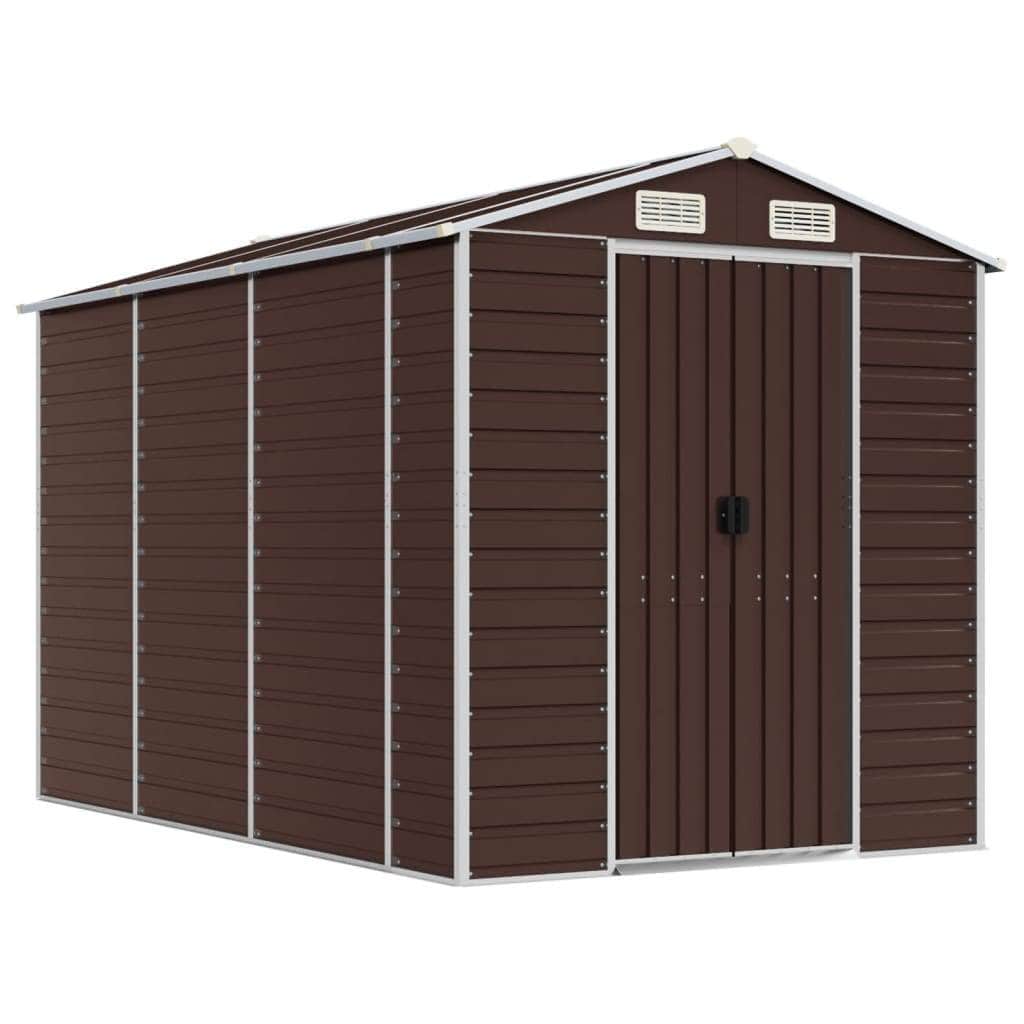 Sleek Tranquility Haven: Light Grey Galvanised Steel Garden Shed