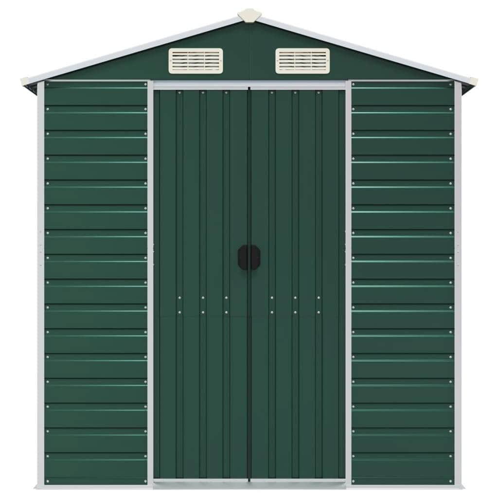 Sleek Tranquility Haven: Light Grey Galvanised Steel Garden Shed