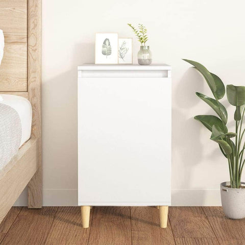Sleek White Engineered Wood Bedside Cabinet