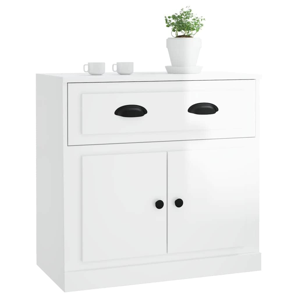 Sleek White Engineered Wood Sideboard