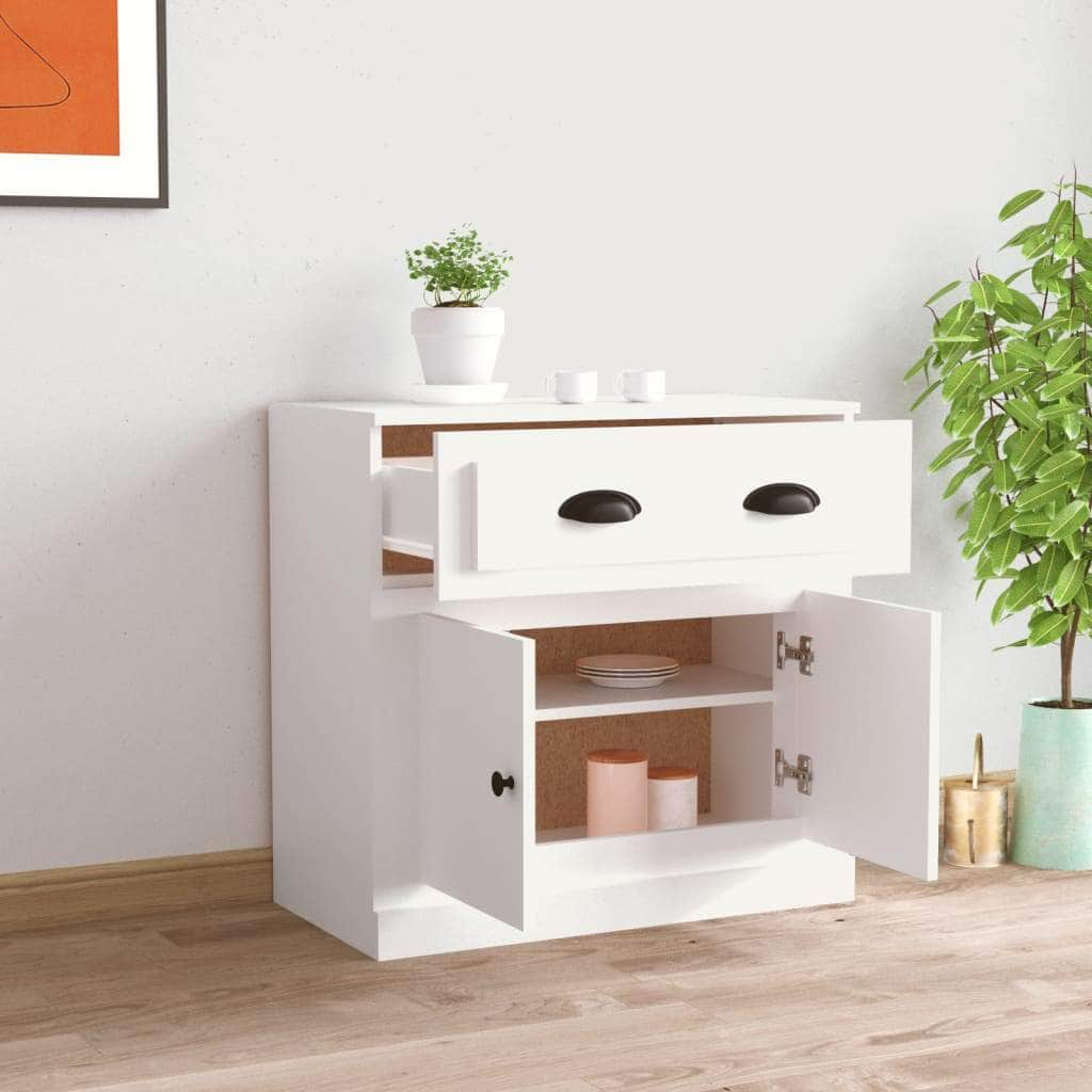 Sleek White Engineered Wood Sideboard