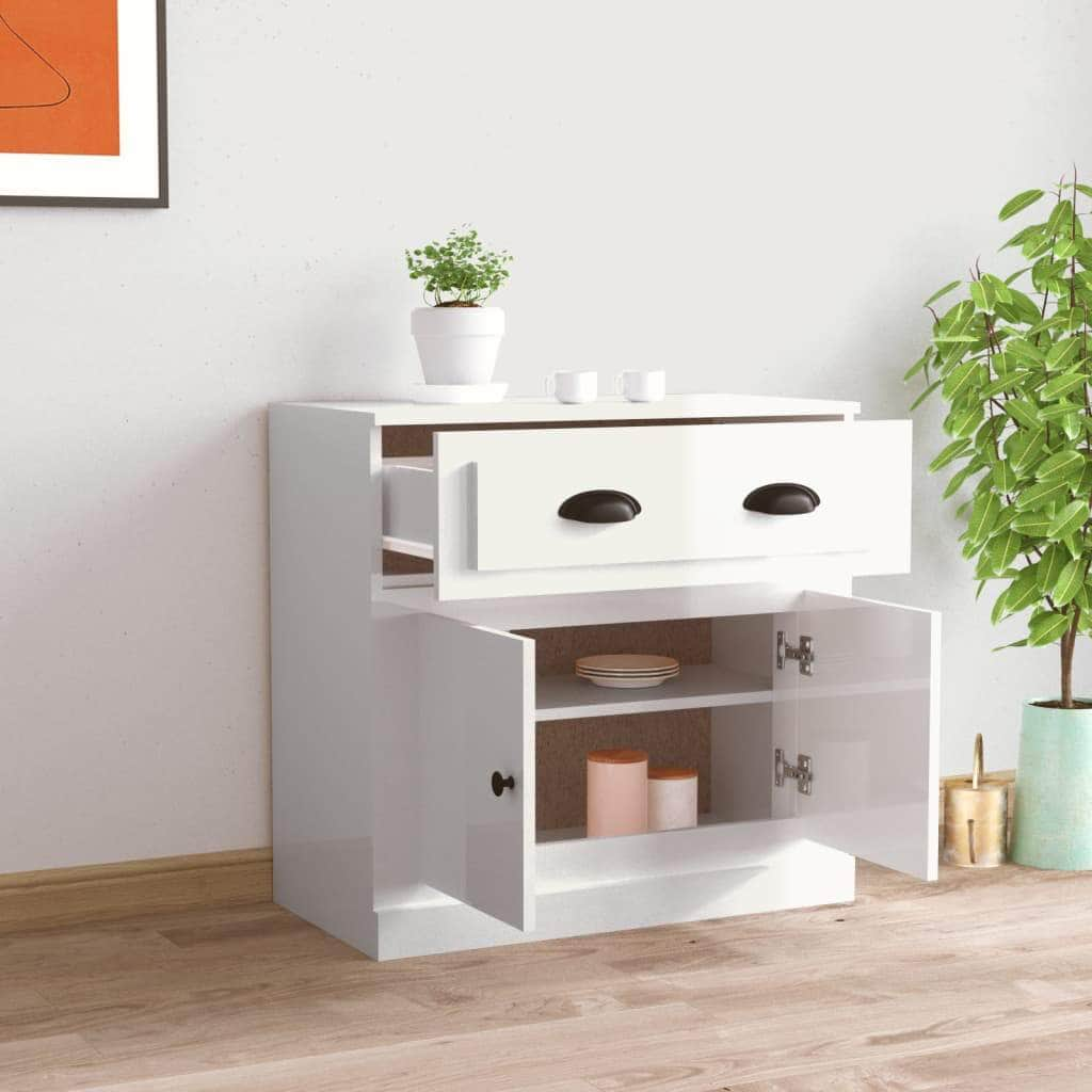 Sleek White Engineered Wood Sideboard