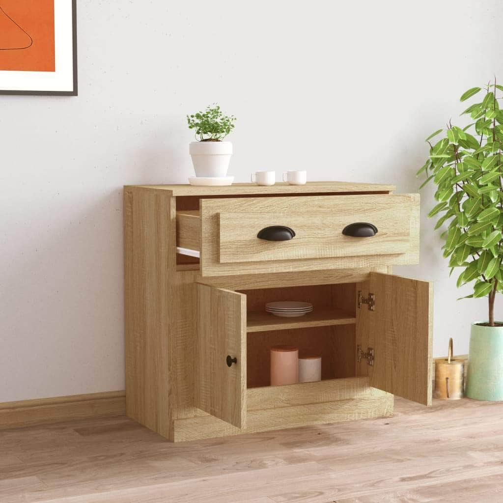 Sleek White Engineered Wood Sideboard