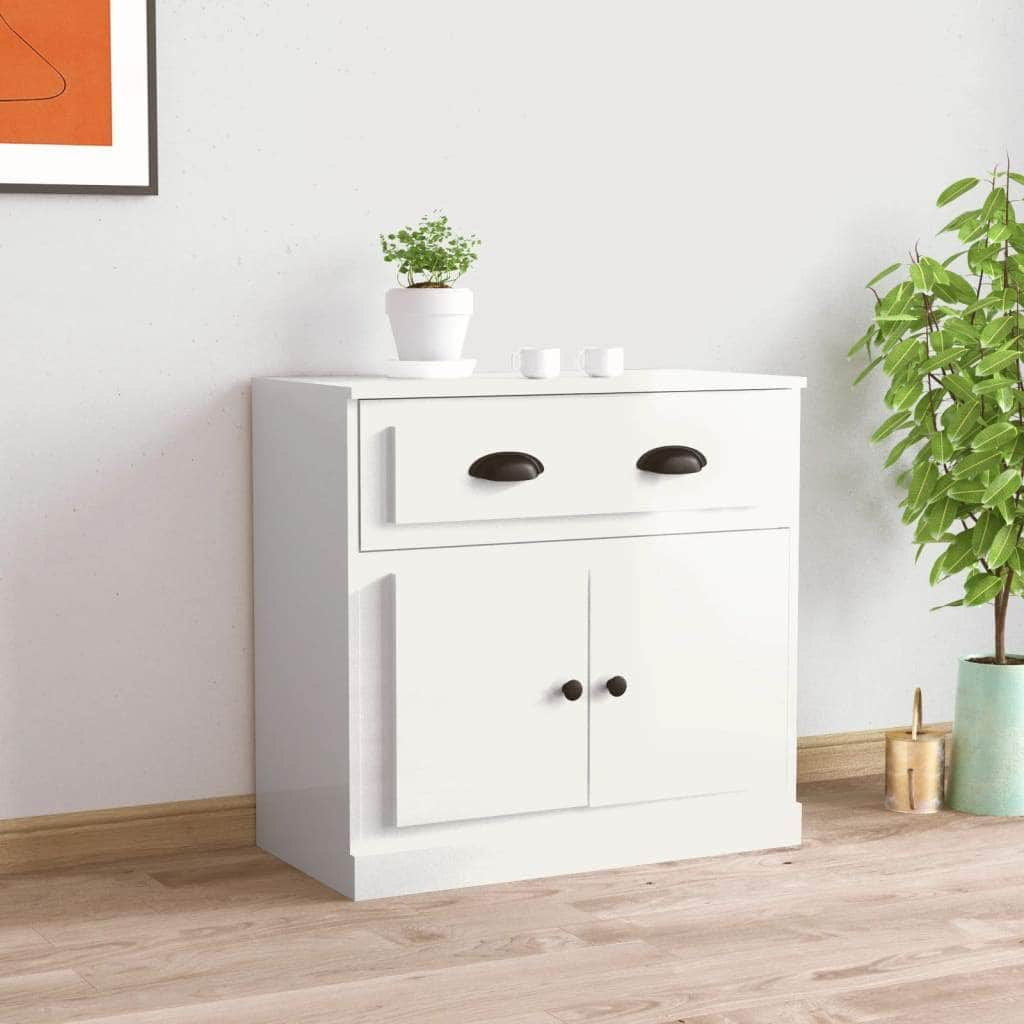 Sleek White Engineered Wood Sideboard