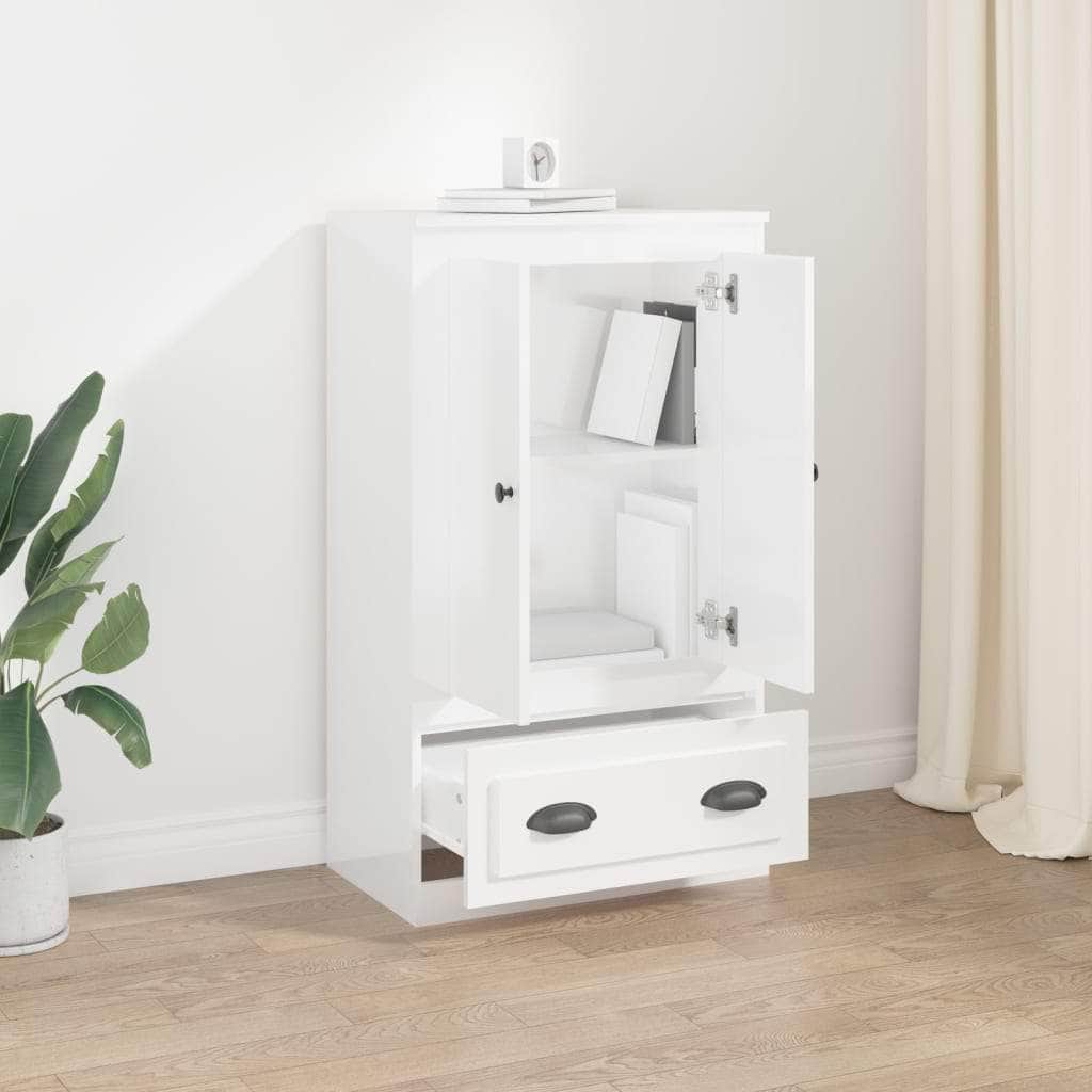 Sleek White Highboard in Engineered Wood