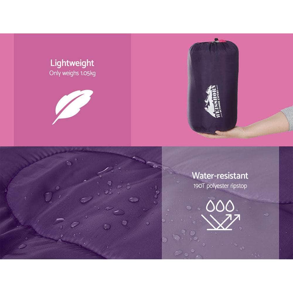 Sleeping Bag Kids Single 172Cm Thermal Camping Hiking Pink