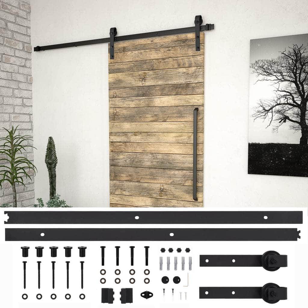 Sliding Door Hardware Kit 200 cm Steel Black
