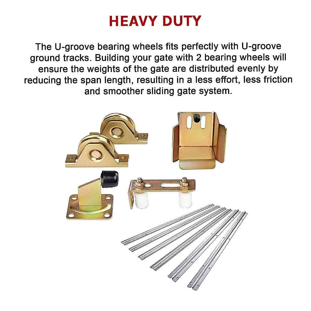 Sliding Gate Hardware Accessories Kit - 6M Track, Wheels