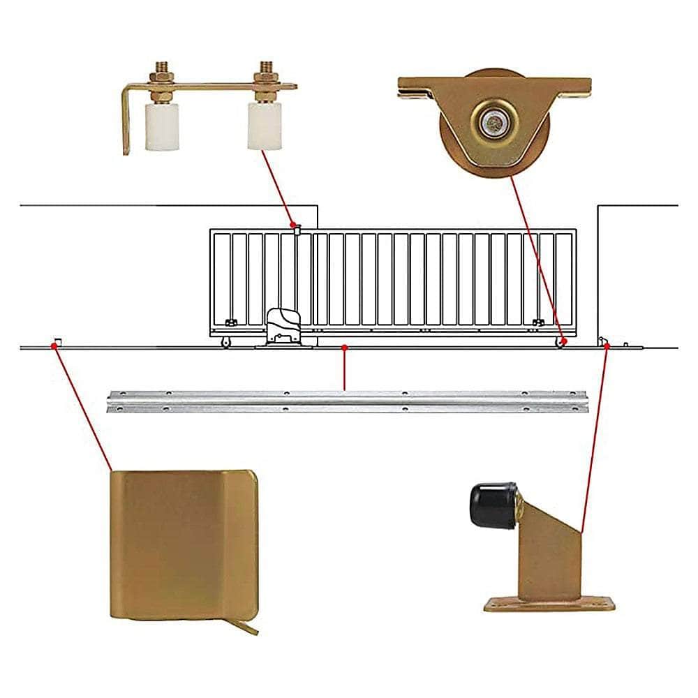 Sliding Gate Hardware Accessories Kit - 6M Track, Wheels