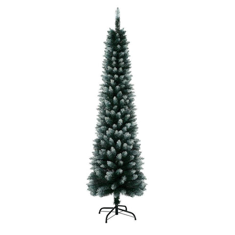 Slim Christmas Tree 1.8M 6FT Green & White Artificial Xmas Tree Decor