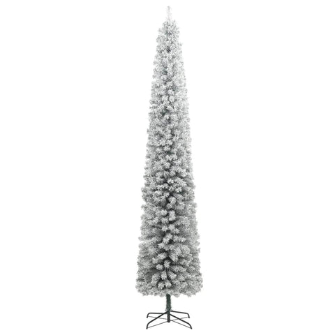 Slim Christmas Tree with Stand and Flocked Snow PVC