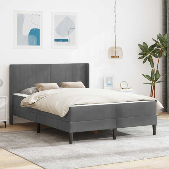 Small Double Dark Grey Bed Frame with Medium Firm Mattress