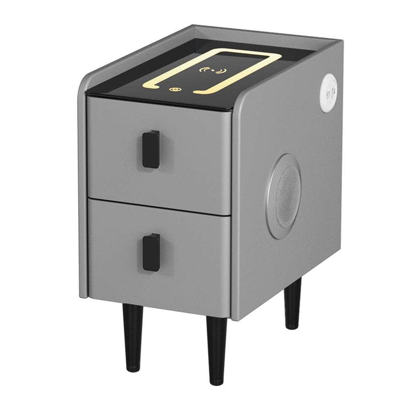 Smart Bedside Table Ports LED Grey AIDA