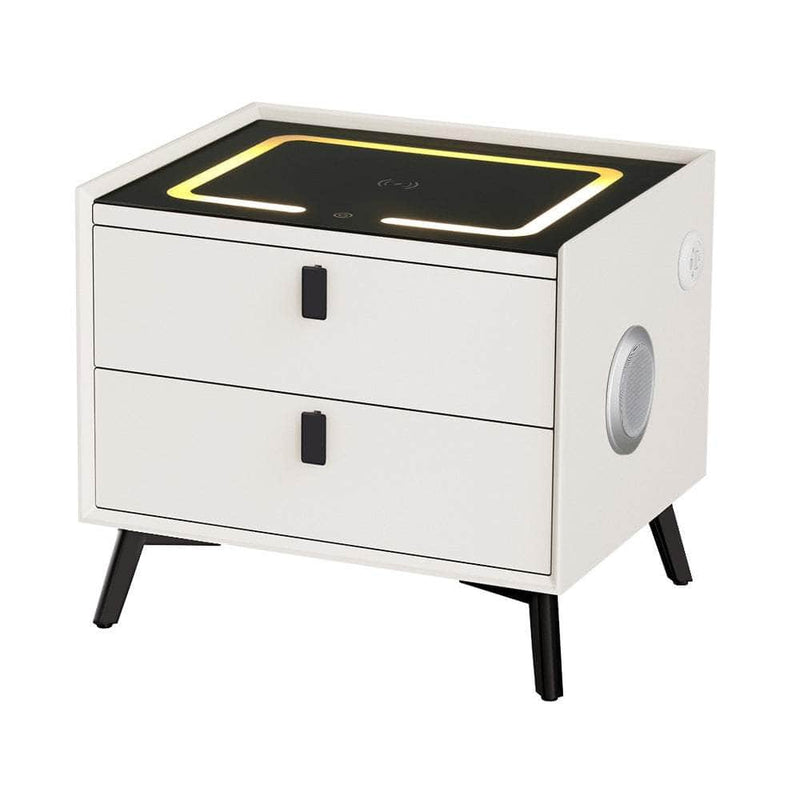 Smart Bedside Table Ports LED White AIKA