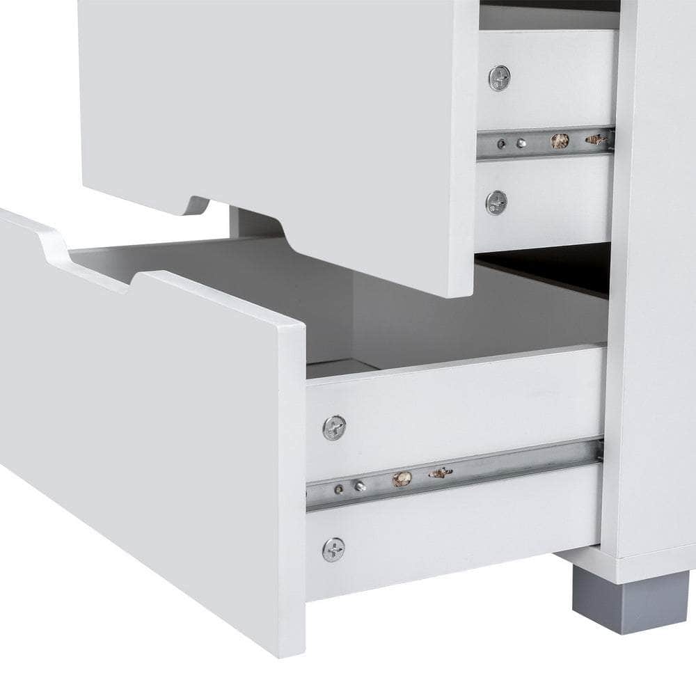 Smart Bedside Table 3 Drawers with Wireless Charging Ports LED White