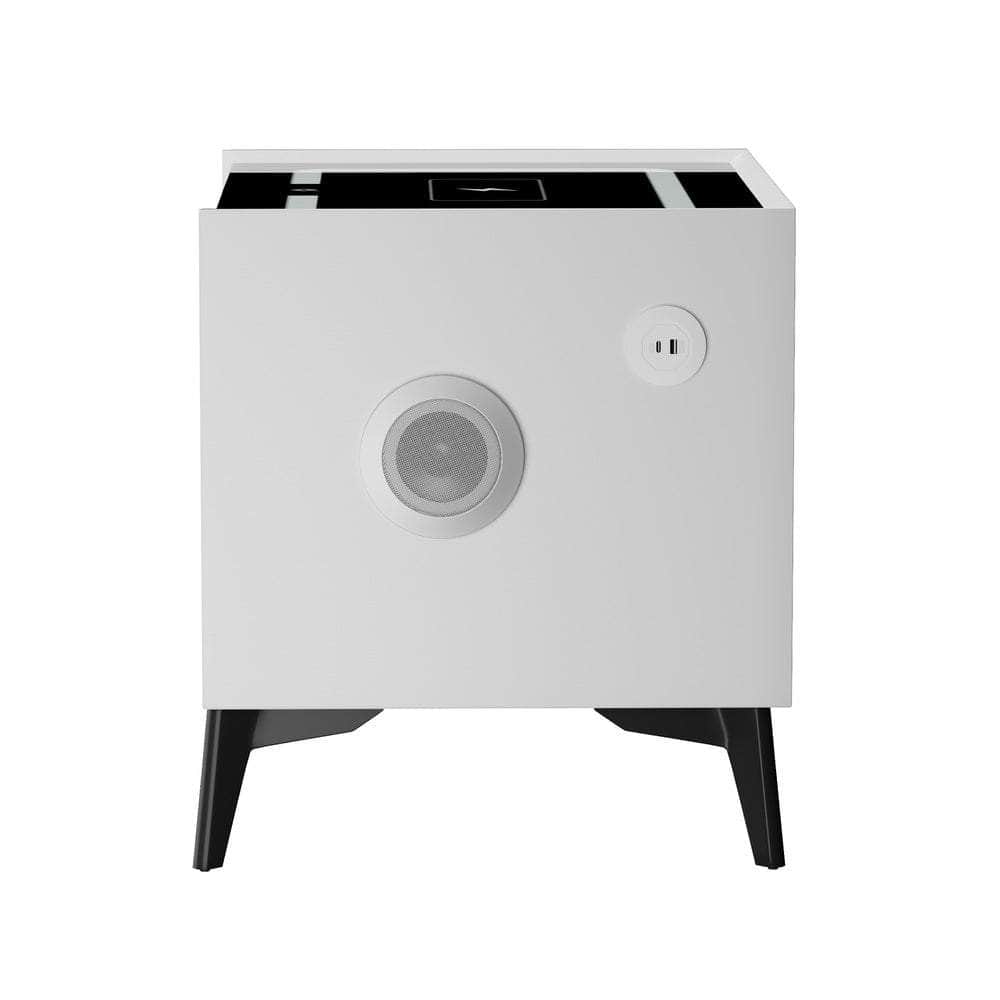 Smart Bedside Table Wireless Charging LED 2 Drawers