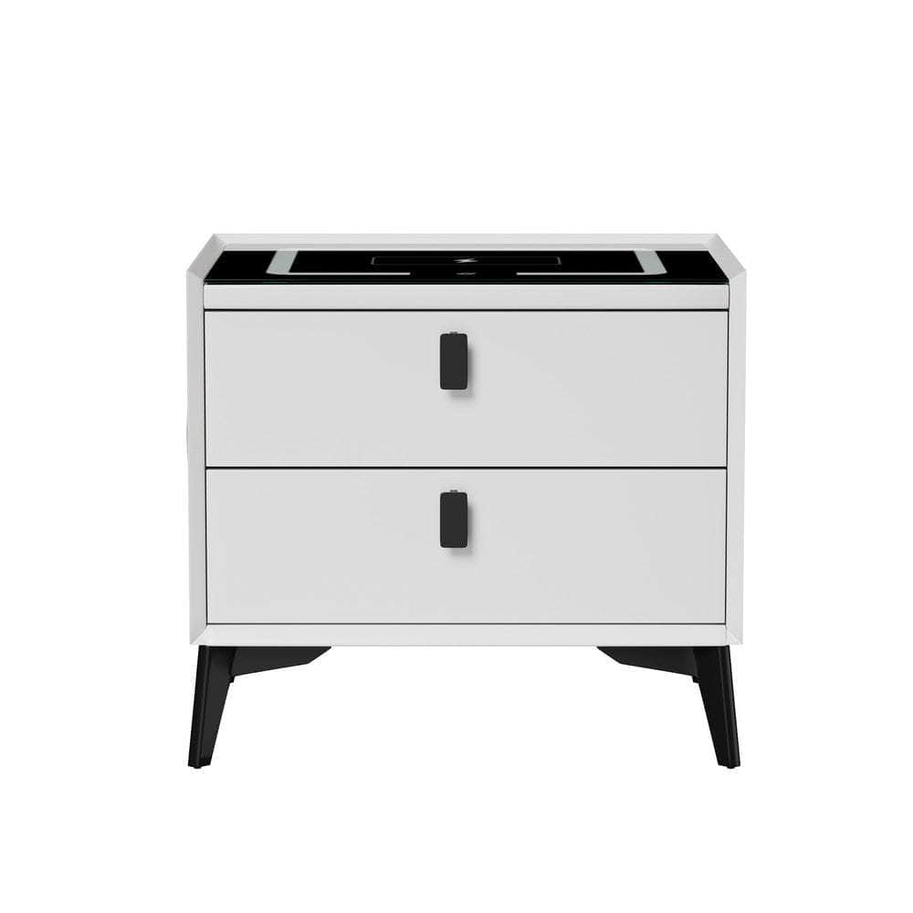 Smart Bedside Table Wireless Charging LED 2 Drawers