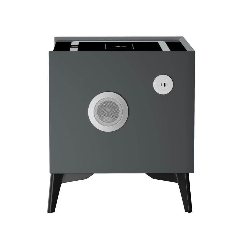 Smart Bedside Table Wireless Charging LED 2 Drawers