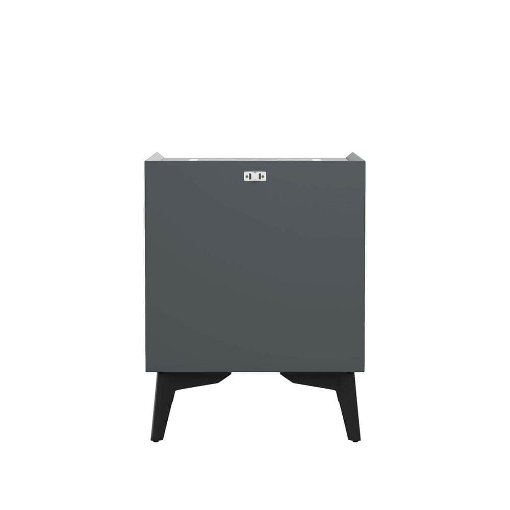 Smart Bedside Table Wireless Charging LED Lights 2 Drawers