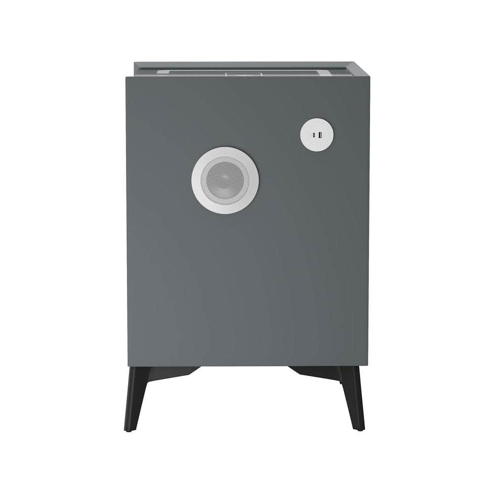 Smart Bedside Table Wireless Charging LED Lights 3 Drawers