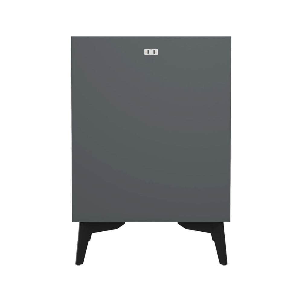 Smart Bedside Table Wireless Charging LED Lights 3 Drawers