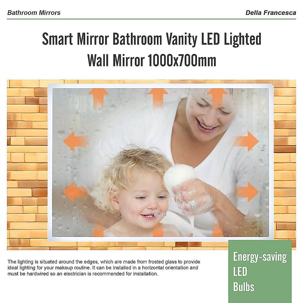 Smart Mirror Bathroom Vanity Led Lighted Wall Mirror 1000X700Mm