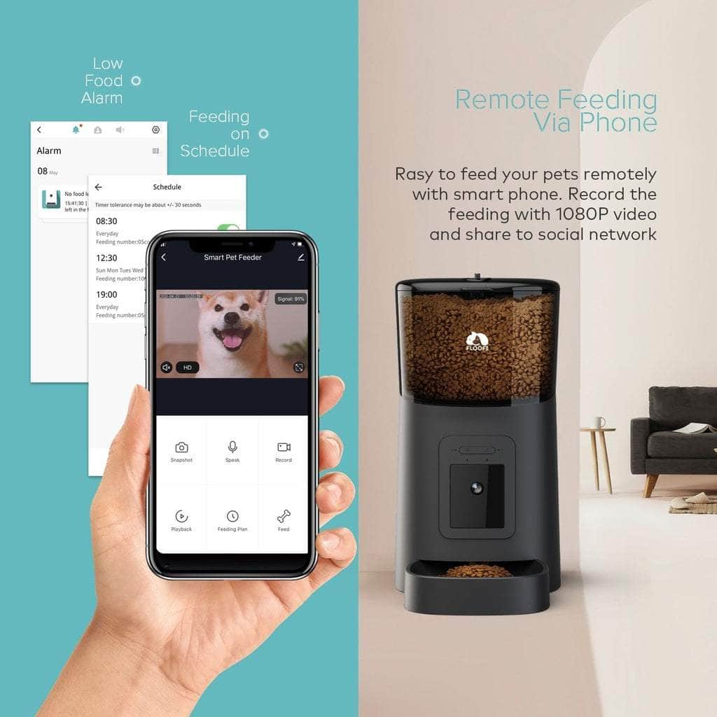 Smart Pet Feeder With Camera - Black -