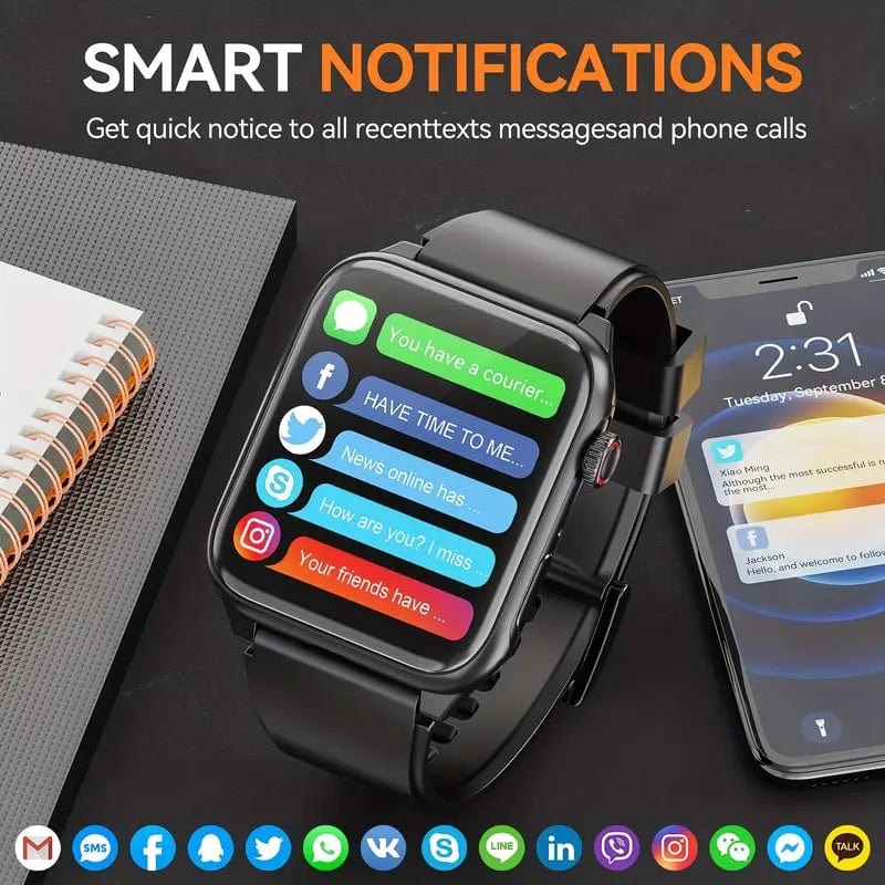 Smart Sports Watch with BT Call, Sports Tracker, Message Alerts, Heart Rate & Sleep Monitoring