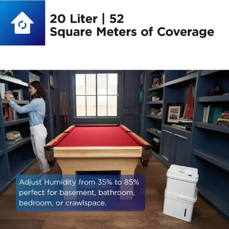 Smart Wi-Fi Cube Dehumidifier, 12L Tank, 20L/Day Capacity