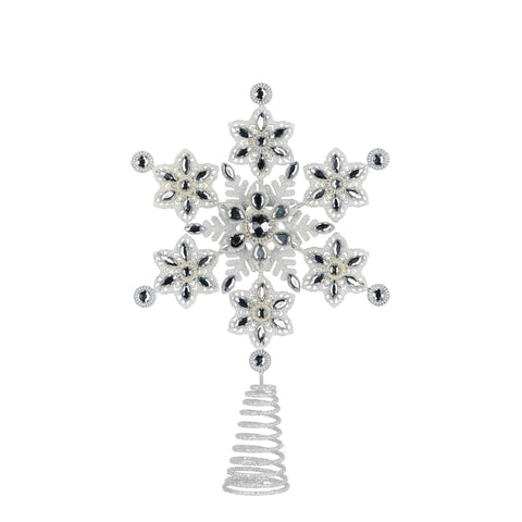 Snowflake Christmas Tree Topper with Beaded Detailing Decoration Ornament