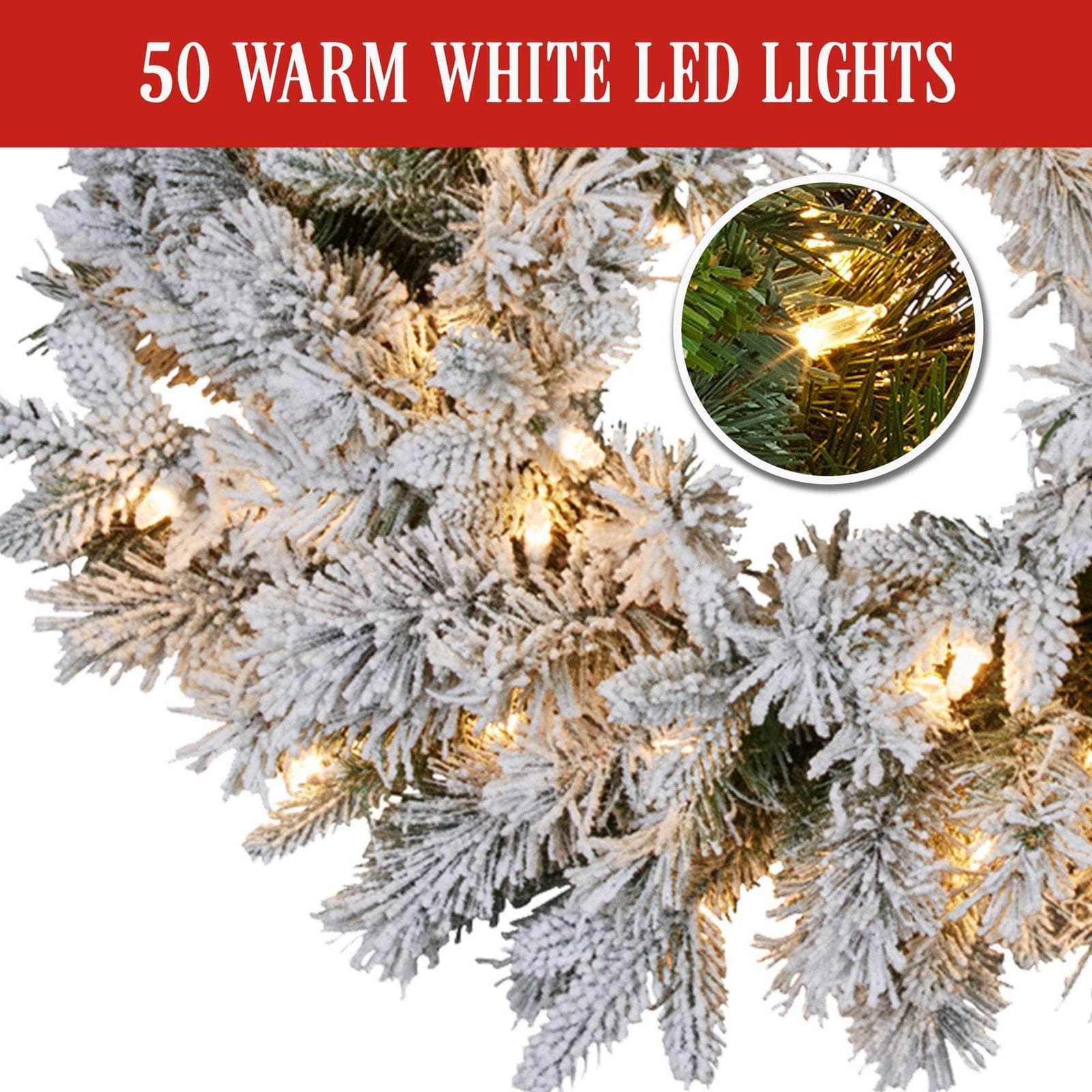 living other - Snowy Atica Pre-Lit Christmas Wreath - 61cm - photo 11