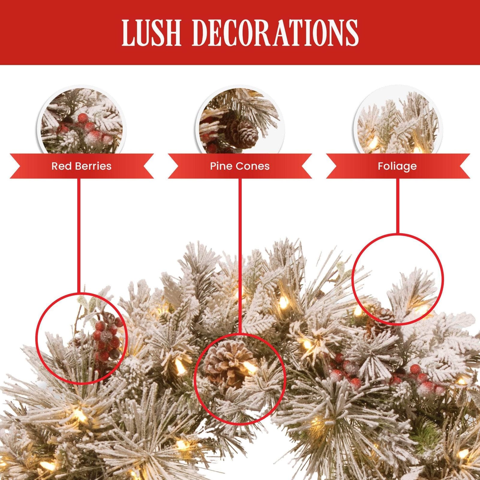 Snowy Bedford Christmas Wreath - 61cm - 61Cm