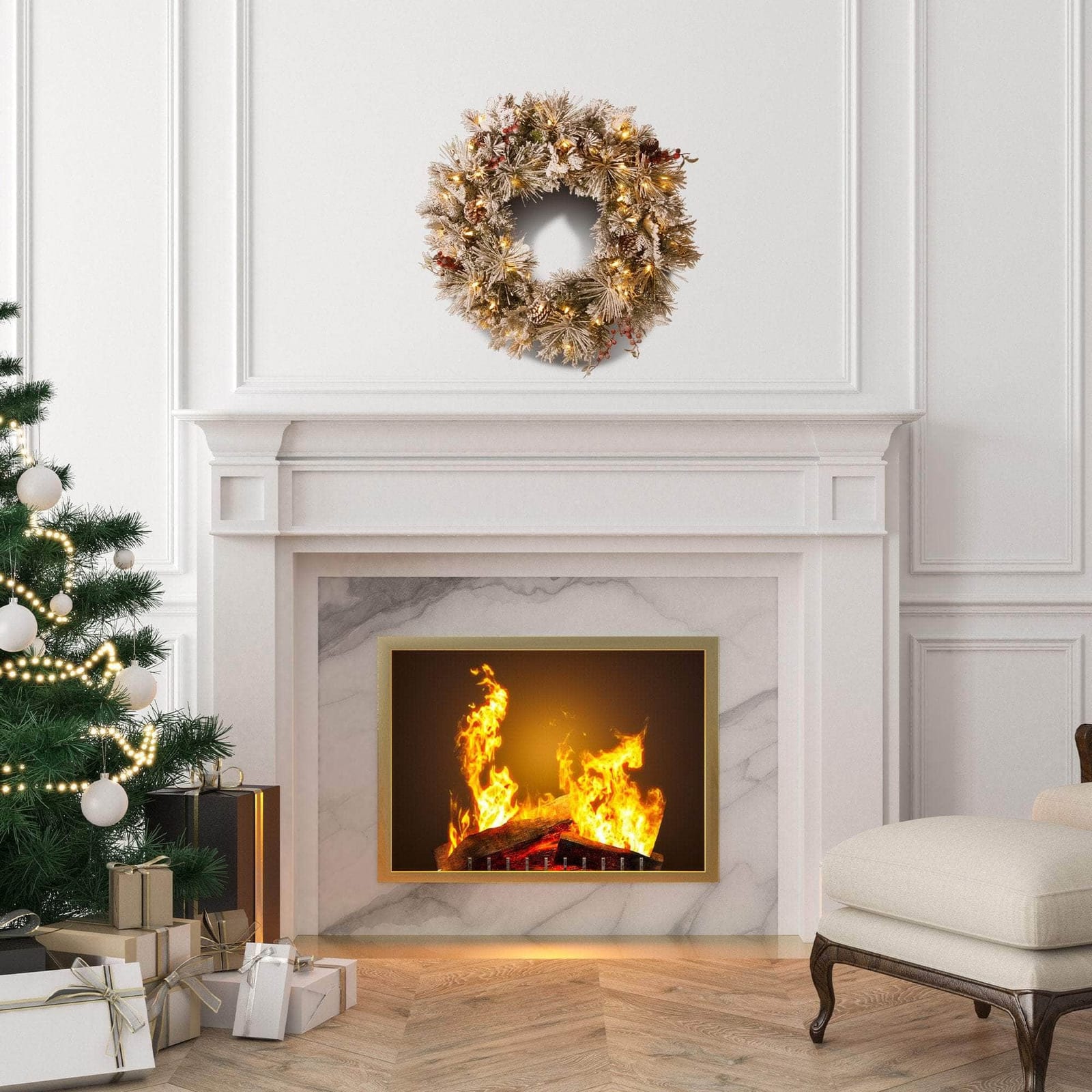Snowy Bedford Christmas Wreath - 61cm with dsd