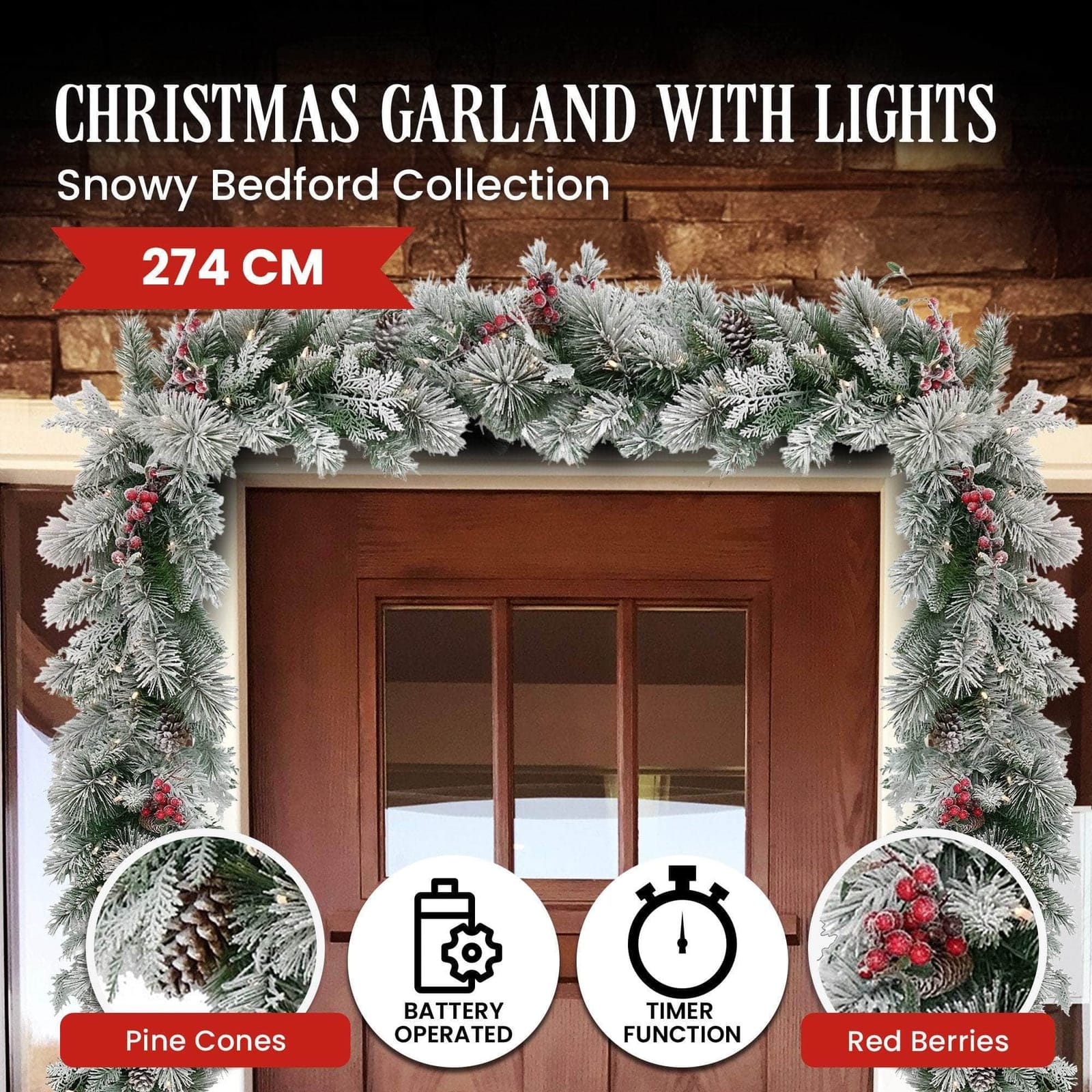 National Tree Company Snowy Bedford Christmas Garland - 274cm | living other - photo 13