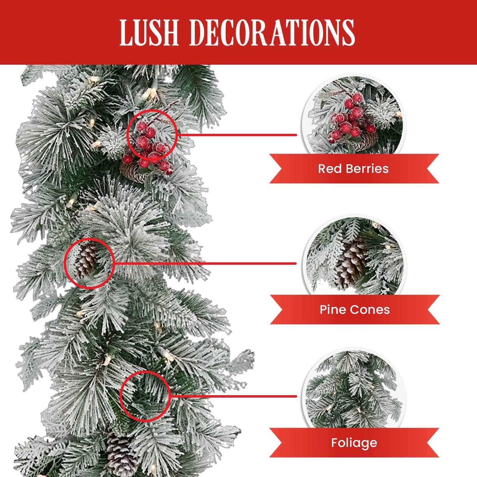 National Tree Company Snowy Bedford Christmas Garland - 274cm - 274Cm