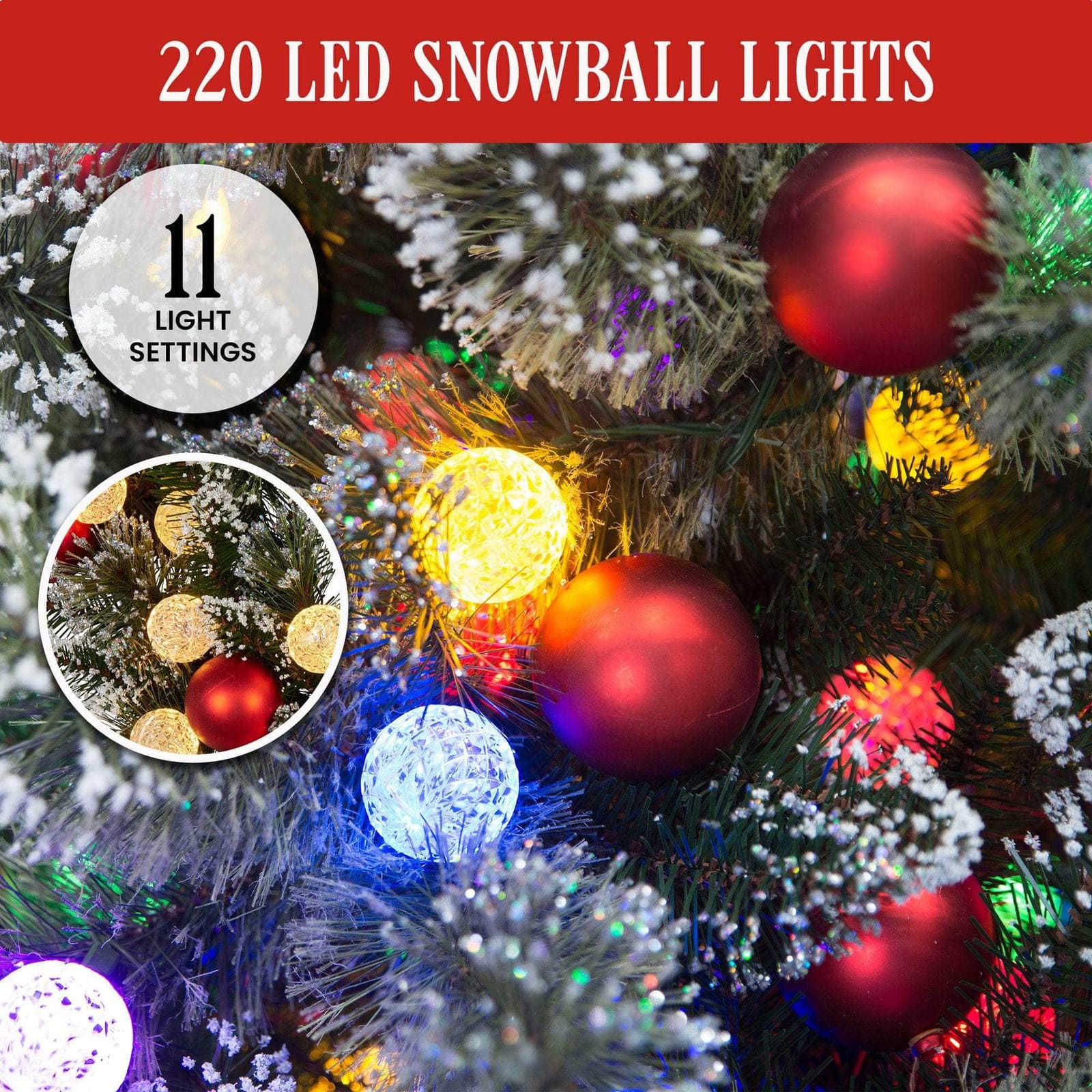 dsd - Snowy Bristle 2.3m Slim Multicolour Pre-Lit Christmas Tree with 917 Tips - photo 10