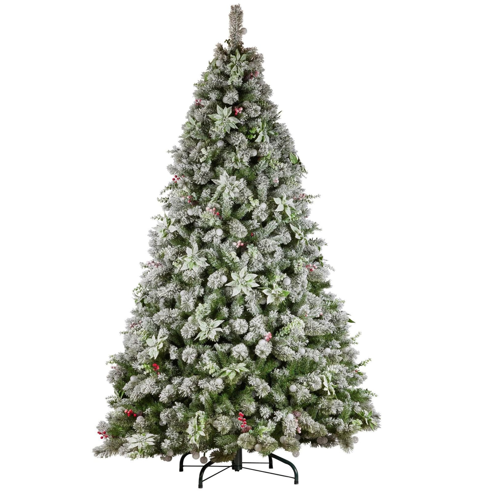 Snowy Crown Pine 2.3m Multicolour Pre-Lit Christmas Tree with 1453 Tips - Pine finish