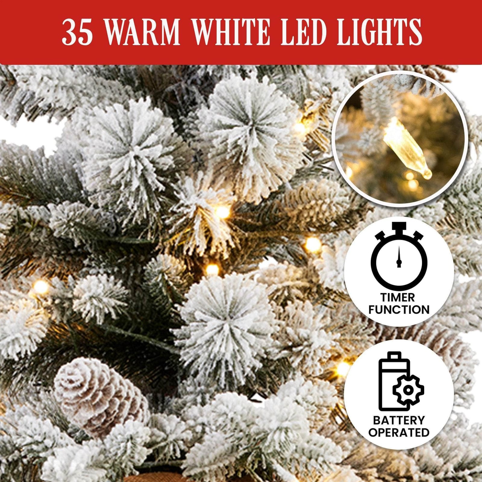 61cm Snowy Dorchester Tabletop Christmas Tree with 61Cm