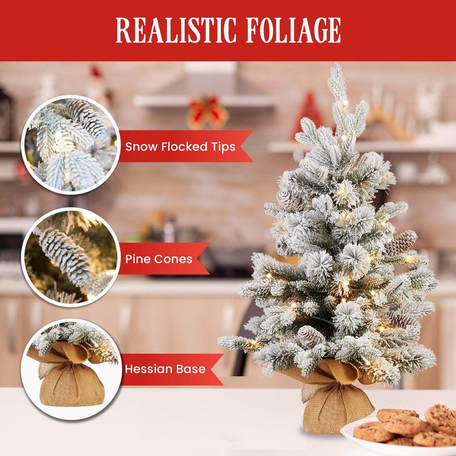 61cm Snowy Dorchester Tabletop Christmas Tree - 61Cm