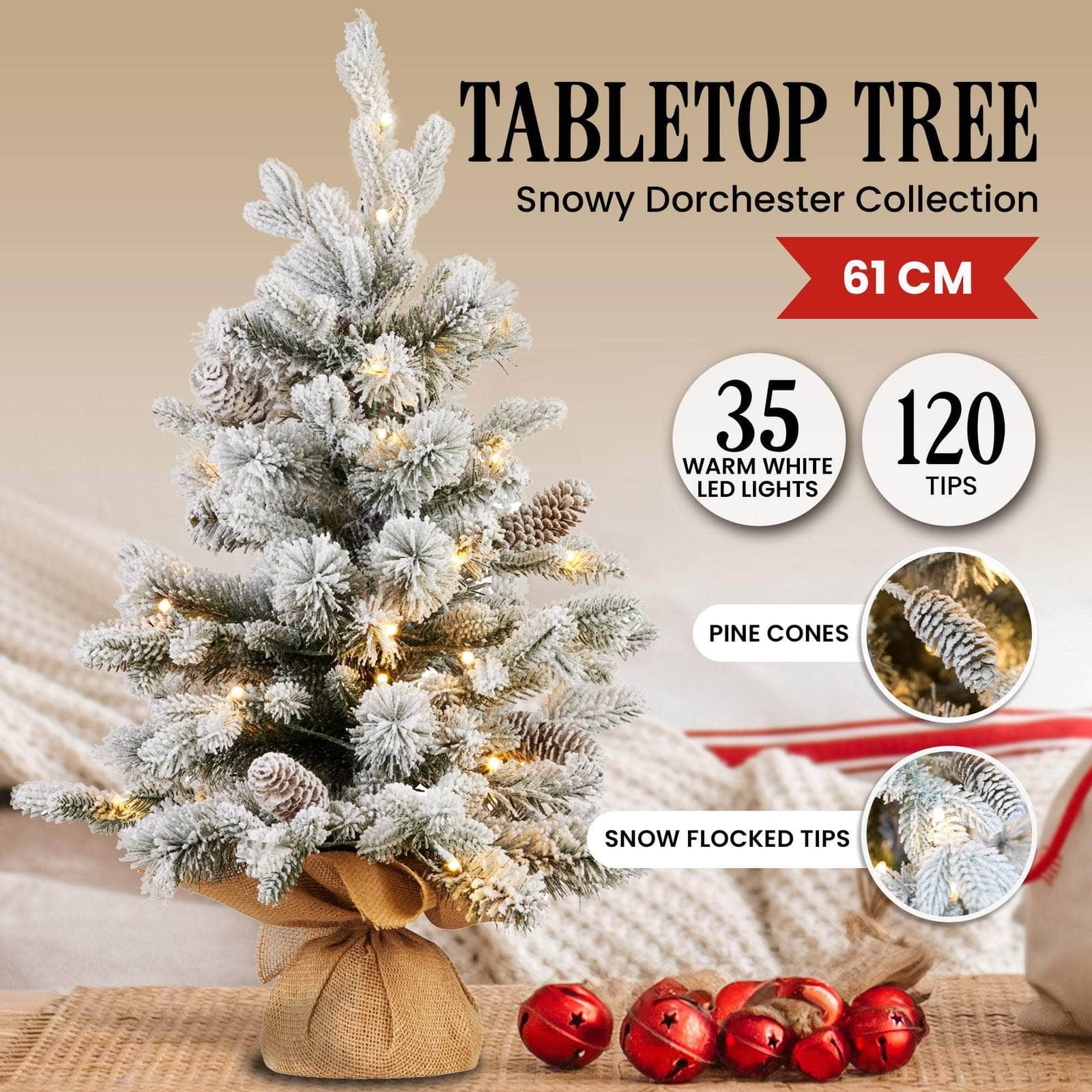 dsd - 61cm Snowy Dorchester Tabletop Christmas Tree