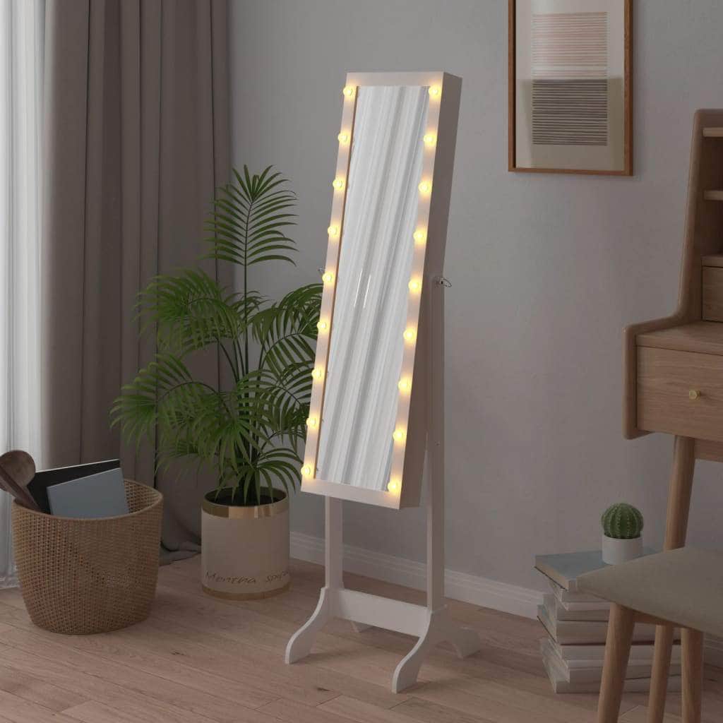 Snowy Reflections: The White Free-Standing Mirror-White\Black\Brown\White LED