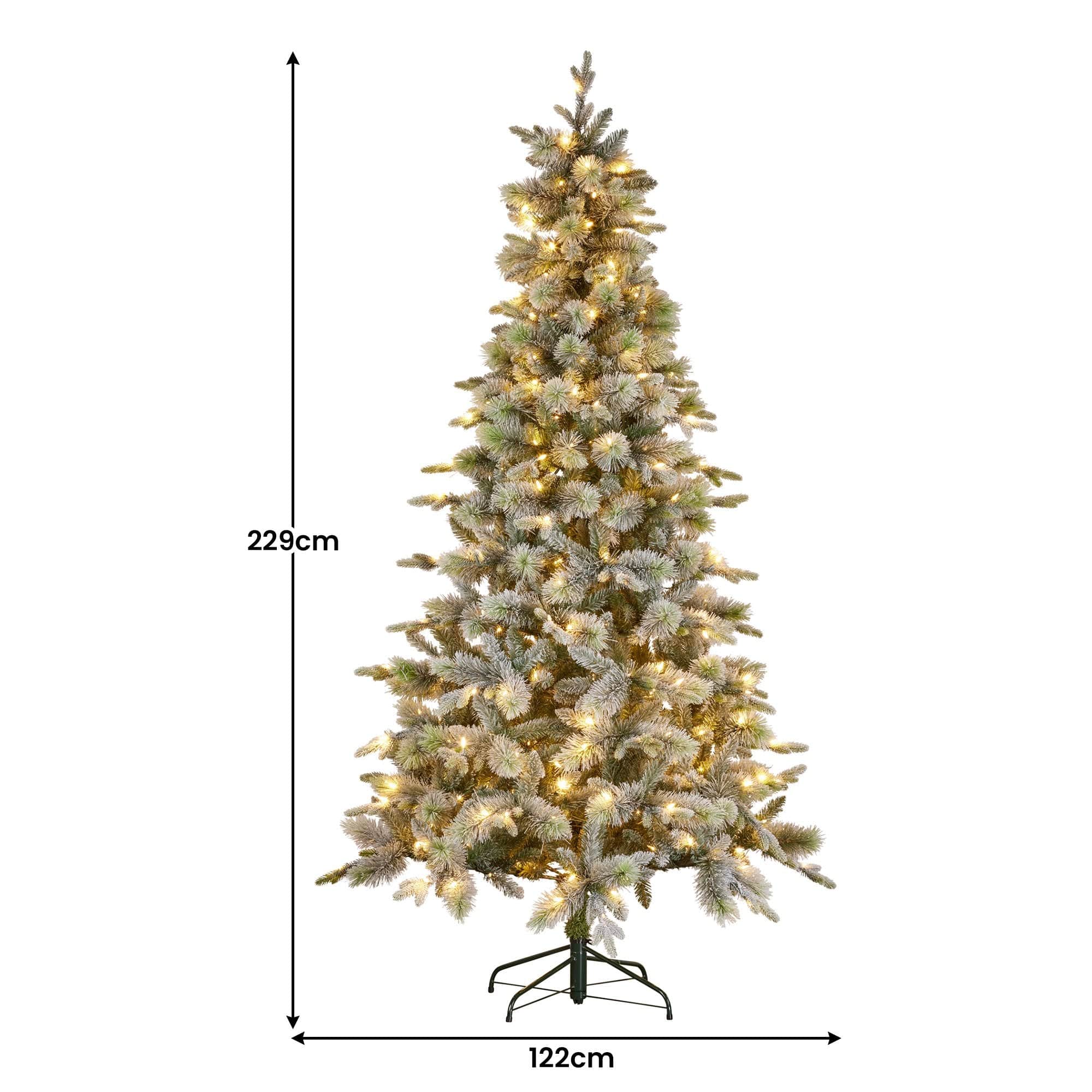 Snowy Stamford Spruce 7.5ft Christmas Tree Multi Functional White Coloured LED Lig